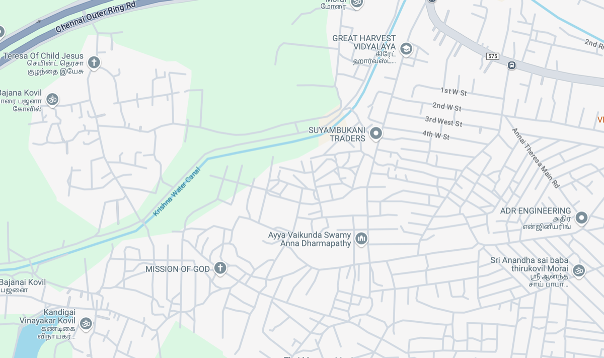 Map showing the GD Farm Fresh store location in Avadi, Chennai